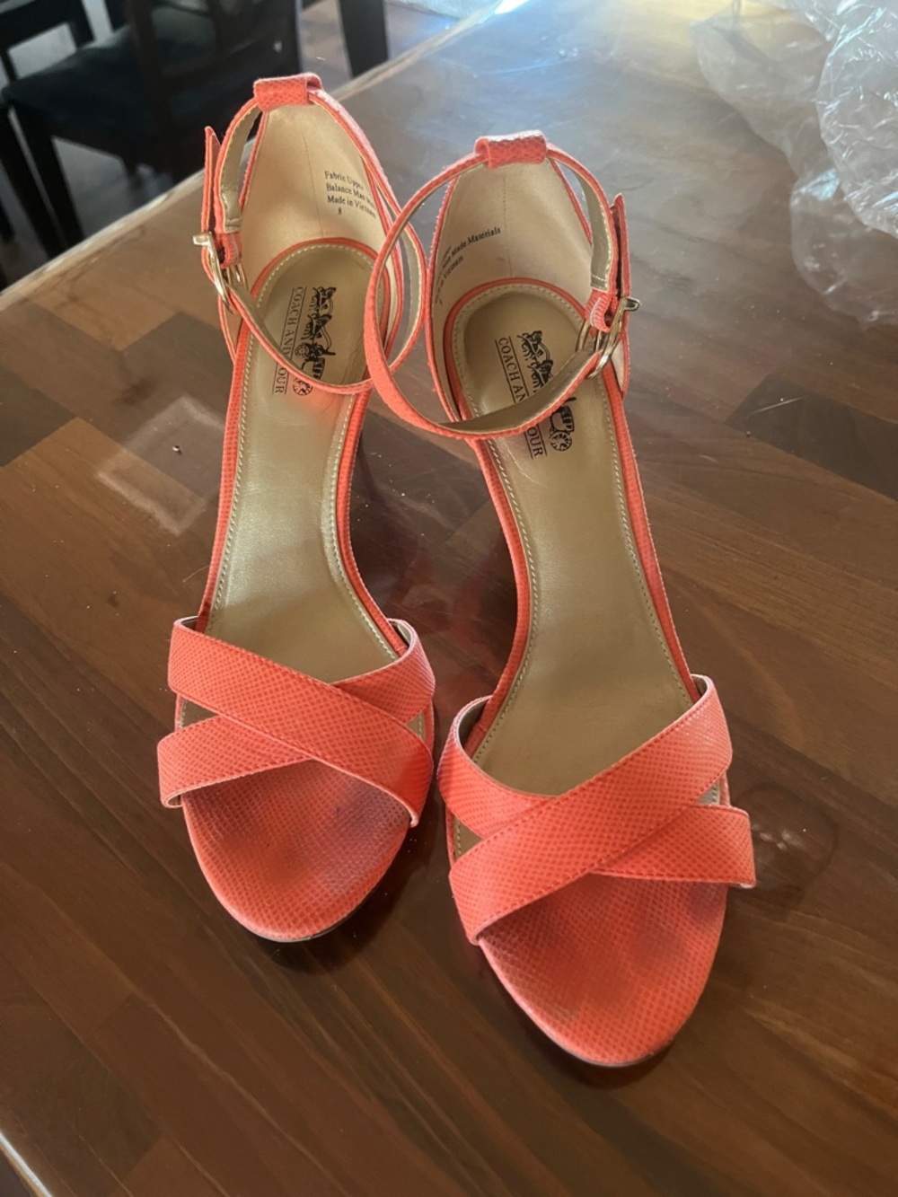 Corso Como Coral Cross-Strap Ankle-Strap Heels